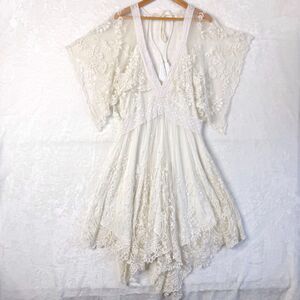 FREE PEOPLE Mathilda Limited Edition Gown Mesh Floral Embroidered Dress Womens M